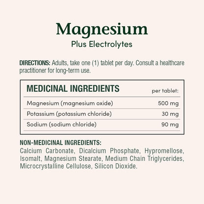 Magnesium plus Electrolytes, 500 Mg, Helps Maintain Muscle Function, Helps Tissue Formation & Development, Helps Maintain Bones & Teeth, Helps Body Metabolize Nutrients, Tablets, 346 G