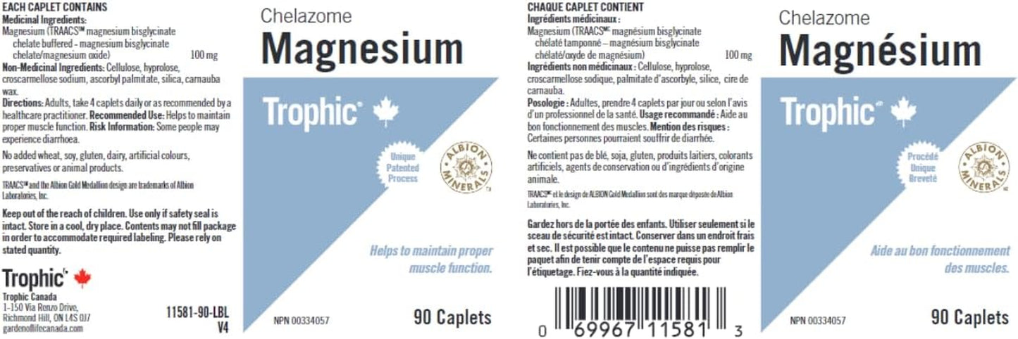 Magnesium - Chelazome Caplets, 90 Count